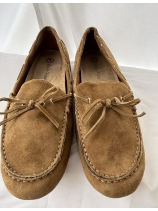 Bella Vita Shoes - Bella Vita Scout Womens 11 WW X-Wide Cognac Suede Leather Loafers NEW